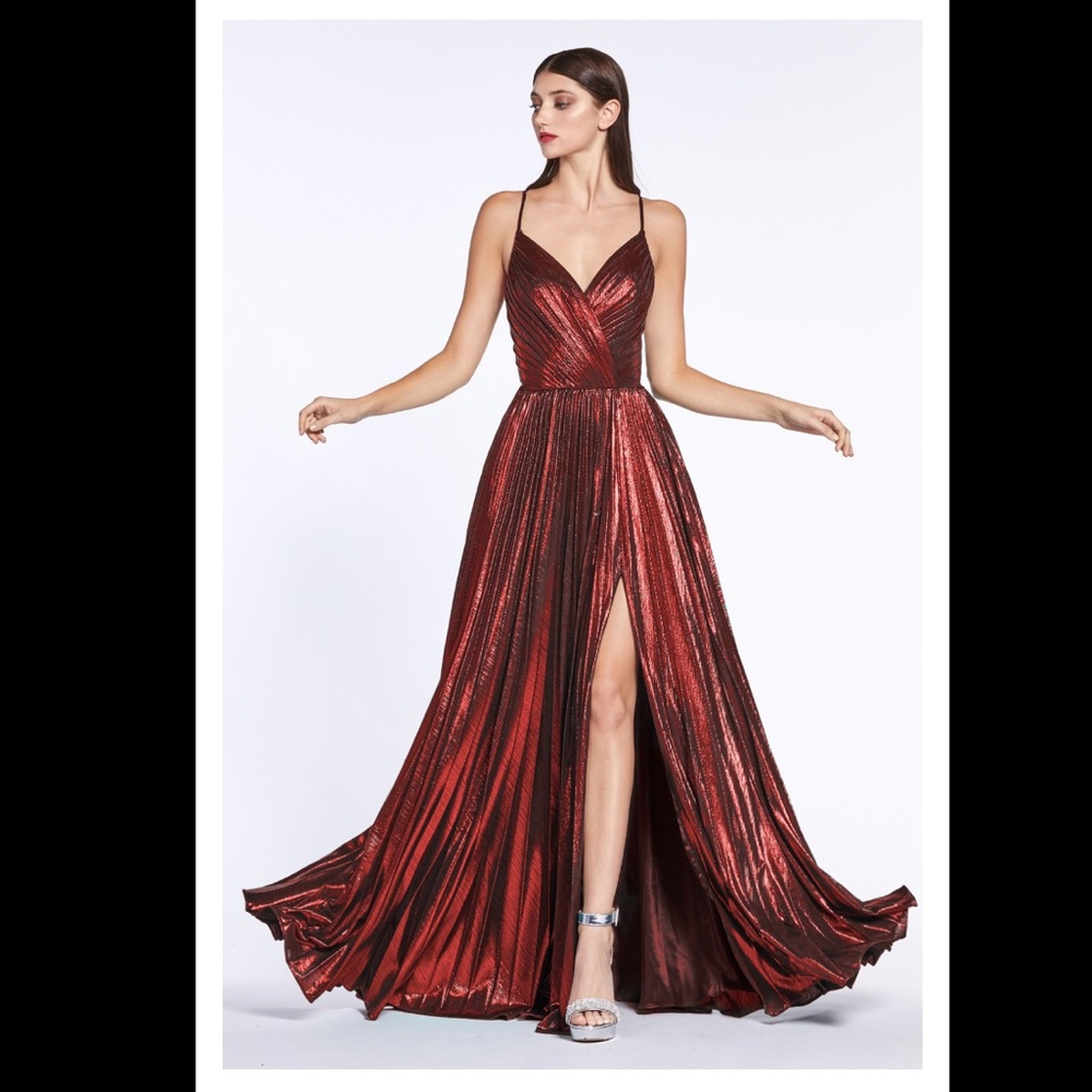 Cinderella Divine dress with metallic pleated fabric